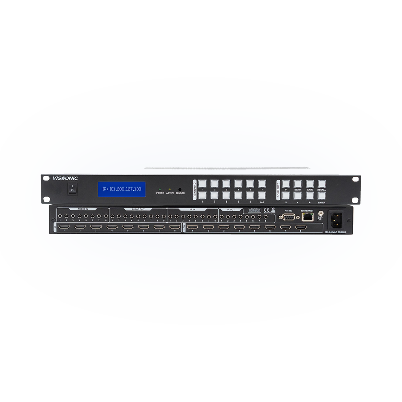 Матричный коммутатор 8×8 с контроллером видеостены Vissonic VIS-UHD0808-VW